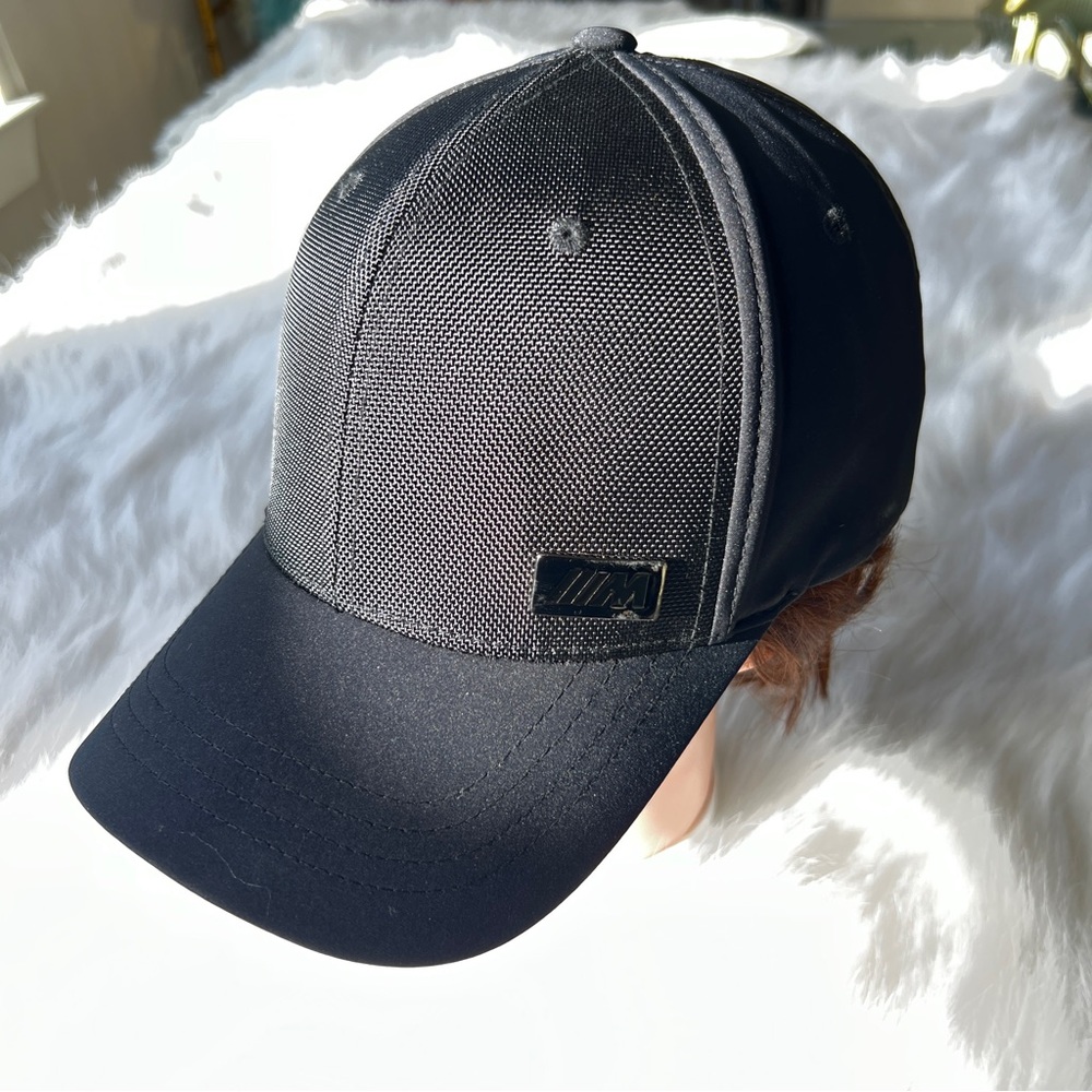 BMW Limited Edition M Racing Metallic Black Silver Logo Ball Cap Flexfit Hat NEW - Picture 5 of 16